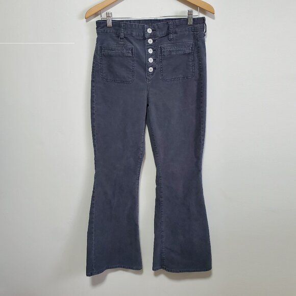 AMERICAN EAGLE Super Hi-Rise Flare Leg Corduroy Pants 30" Stretch Grey Women's 8 - Picture 2 of 15